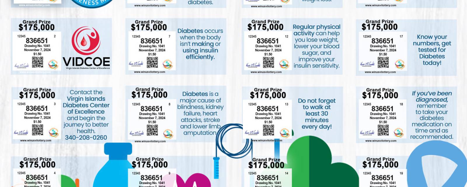 VI Lottery Drawing #1041 November is Diabetes Awareness Month Ticket is now on sale!